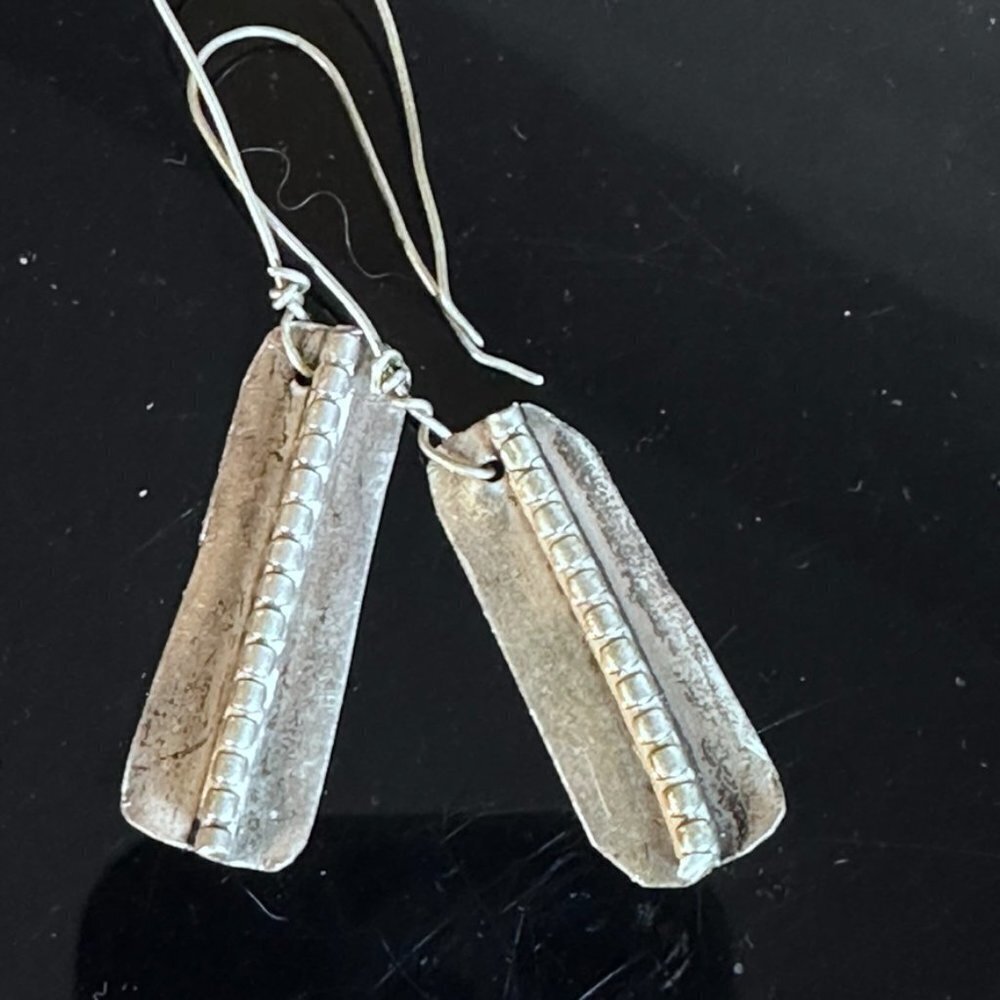 Sterling Silver 925 Pea Pod Drop Earrings Drop Dangle  Handmade Artisan Boho